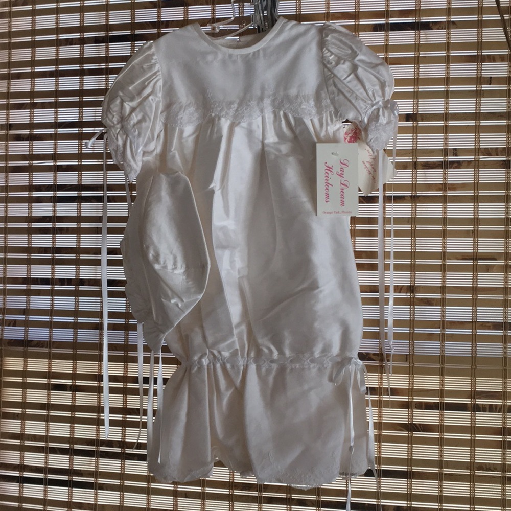 Ivory Heirloom Christening/Baptism Gown w/Bonnet